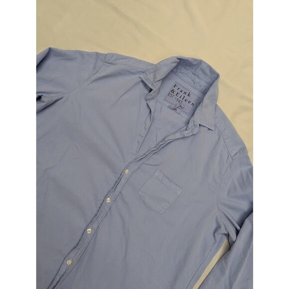 Frank & Eileen Eileen Distressed Relaxed Button Up Shirt Classic Blue Women Med - Picture 2 of 8